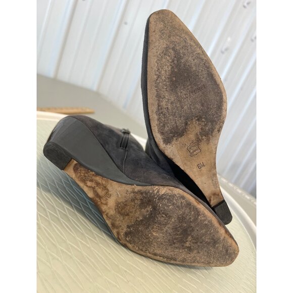 Donald J Pliner Jae Wedge Ankle Bootie Womens 6 Gray Almond Toe Bohemian Hippie - Picture 6 of 9